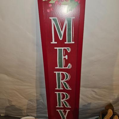 Large wooden Christmas Decorations - and Santa lights