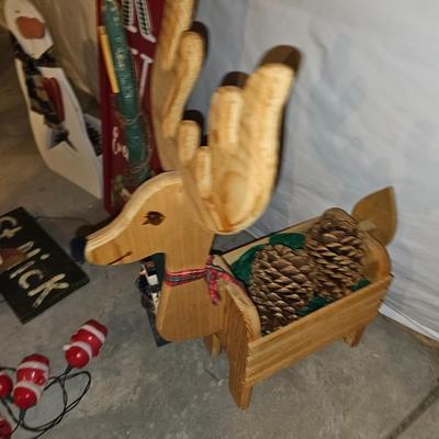Large wooden Christmas Decorations - and Santa lights