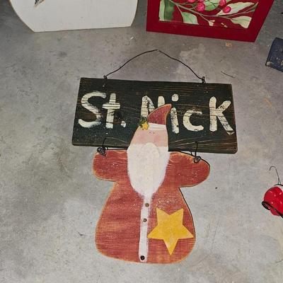 Large wooden Christmas Decorations - and Santa lights