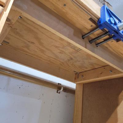 Large Wooden Workbench with Cabinets and Vice (WC-EL)