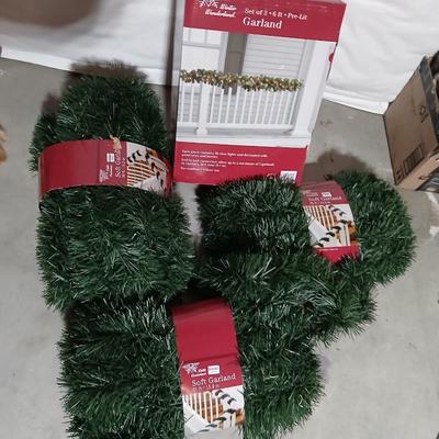 Christmas Garland - 2 6-foot Lit garland new in box and three 50-foot Garlands also new