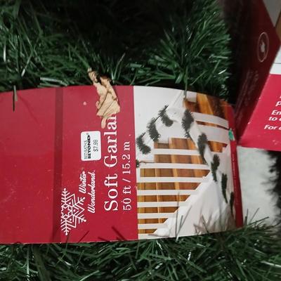 Christmas Garland - 2 6-foot Lit garland new in box and three 50-foot Garlands also new