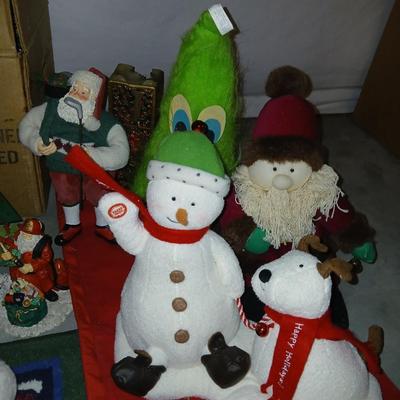 Christmas Decorations - Plush animals - Fireman Santa - Golfing Santa - Throw rugs and tons more