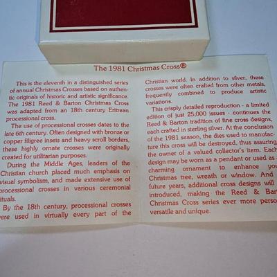 Sterling Silver Reed & Barton 1976 Christmas Cross