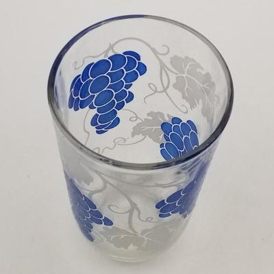Lot of 8 Vintage Glasses, No Cracks or Chips: Set of 3 Blue Etched Cut Glass Tumblers Leaf Chrysanthemum Diamond Optic, Set of 5 Roly...