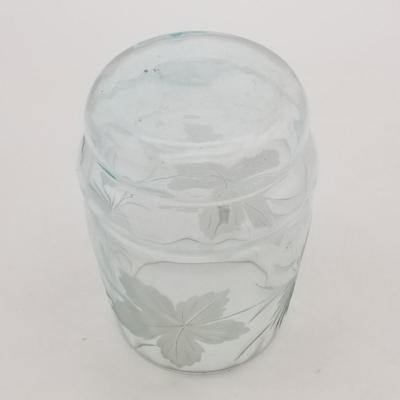 Lot of 8 Vintage Glasses, No Cracks or Chips: Set of 3 Blue Etched Cut Glass Tumblers Leaf Chrysanthemum Diamond Optic, Set of 5 Roly...