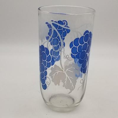 Lot of 8 Vintage Glasses, No Cracks or Chips: Set of 3 Blue Etched Cut Glass Tumblers Leaf Chrysanthemum Diamond Optic, Set of 5 Roly...