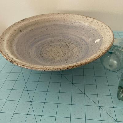 Ceramic bowl and glass vessels