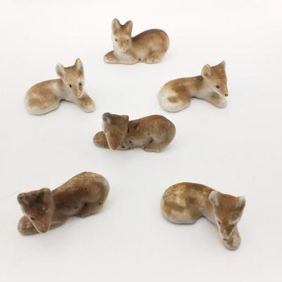 Lot of Made In Japan / Occupied Japan Miniatures Rose Pitcher Set of 6 Porcelain Dogs / Foxes, 3 Piece Peach Lusterware Bone China...