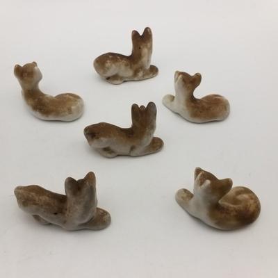 Lot of Made In Japan / Occupied Japan Miniatures Rose Pitcher Set of 6 Porcelain Dogs / Foxes, 3 Piece Peach Lusterware Bone China...
