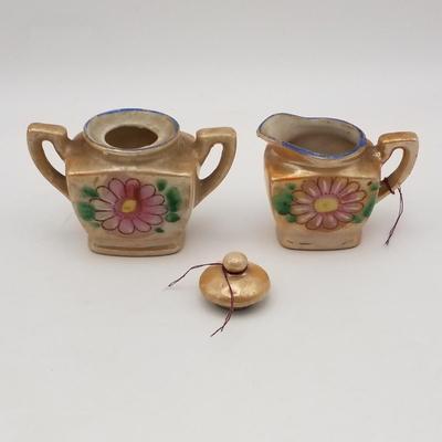 Lot of Made In Japan / Occupied Japan Miniatures Rose Pitcher Set of 6 Porcelain Dogs / Foxes, 3 Piece Peach Lusterware Bone China...