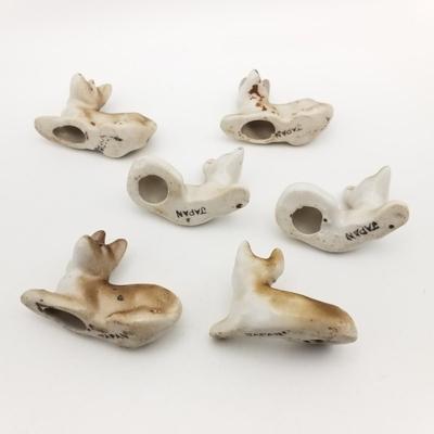 Lot of Made In Japan / Occupied Japan Miniatures Rose Pitcher Set of 6 Porcelain Dogs / Foxes, 3 Piece Peach Lusterware Bone China...