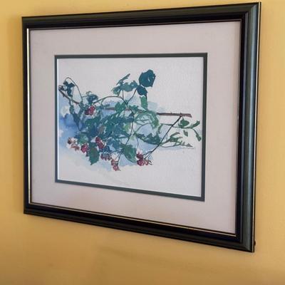 Framed and Signed Watercolor of Blackberry Vines (LR-DZ)