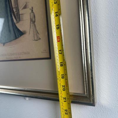 Pair of Framed Victorian Dress Illustrations from 1890s