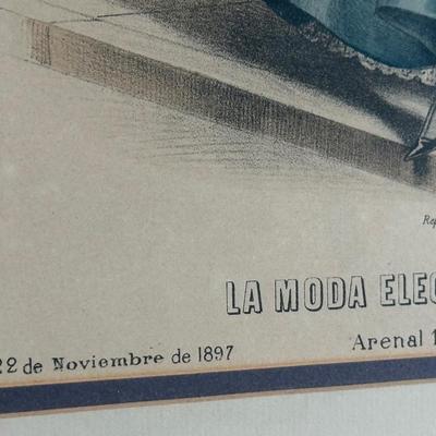 Pair of Framed Victorian Dress Illustrations from 1890s