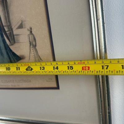 Pair of Framed Victorian Dress Illustrations from 1890s