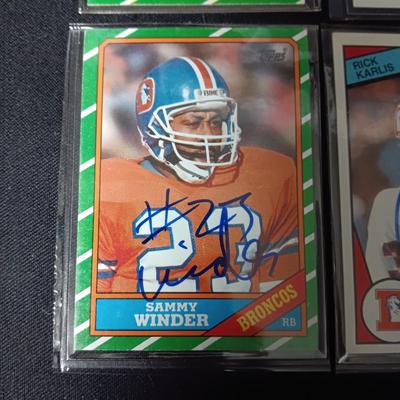 4 AUTOGRAPHED SPORTS CARDS OF FORMER DENVER BRONCO PLAYERS