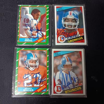 4 AUTOGRAPHED SPORTS CARDS OF FORMER DENVER BRONCO PLAYERS