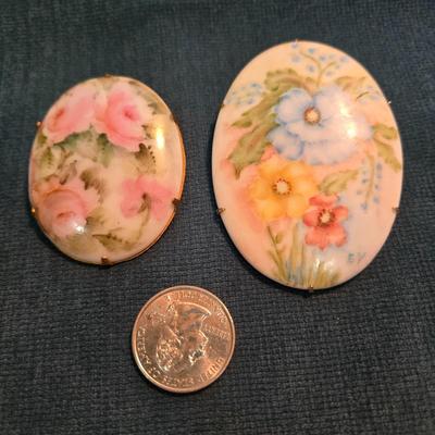 Hand-Painted Porcelain Broaches