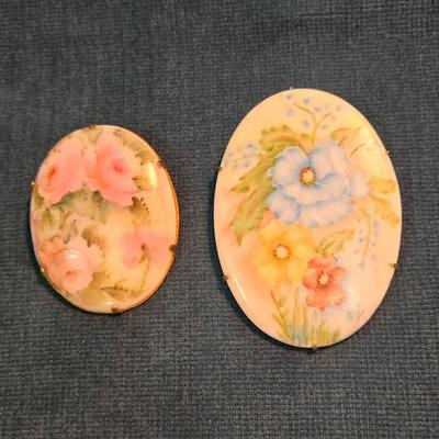 Hand-Painted Porcelain Broaches