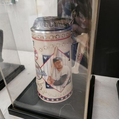 Lot of 7 Beer Steins 5 Cal Ripken 1 Babe Ruth 1 Mickey Mantle