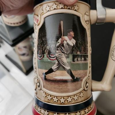 Lot of 7 Beer Steins 5 Cal Ripken 1 Babe Ruth 1 Mickey Mantle