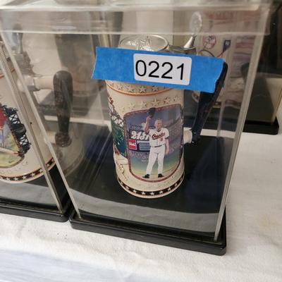 Lot of 7 Beer Steins 5 Cal Ripken 1 Babe Ruth 1 Mickey Mantle