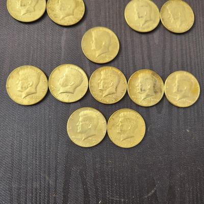12 Kennedy Half Dollars coins 1965 to 1969