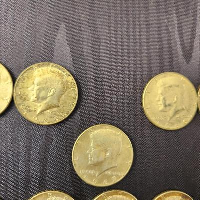 12 Kennedy Half Dollars coins 1965 to 1969