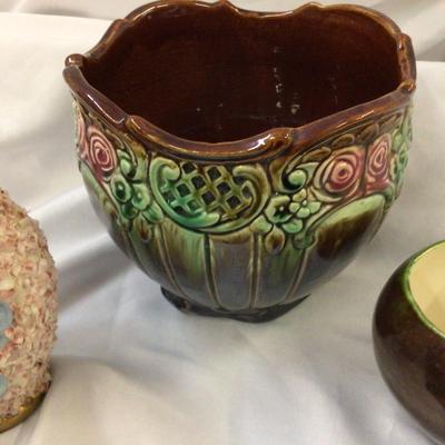 Large Possible Weller Jardiniere, Pink Vase Green Planter