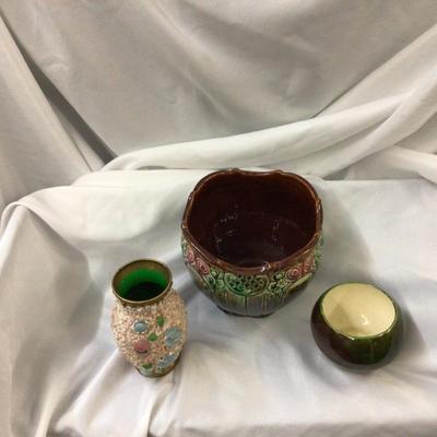 Large Possible Weller Jardiniere, Pink Vase Green Planter