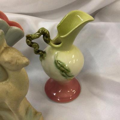 Rosemead Deer Vase, Red Wing Fan Vase, Hull Pitcher