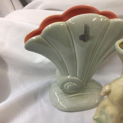 Rosemead Deer Vase, Red Wing Fan Vase, Hull Pitcher