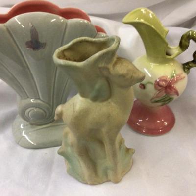 Rosemead Deer Vase, Red Wing Fan Vase, Hull Pitcher
