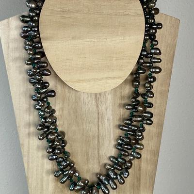 Genuine Pearl and Crystal Necklace