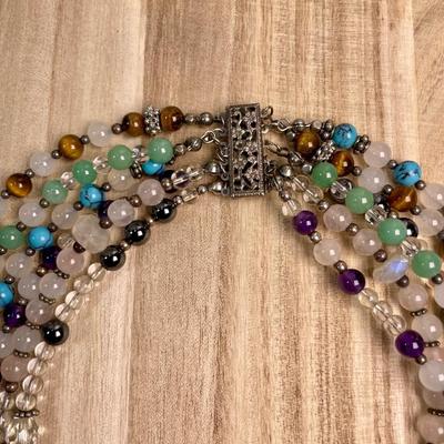 6 Strand Gemstone beaded Necklace