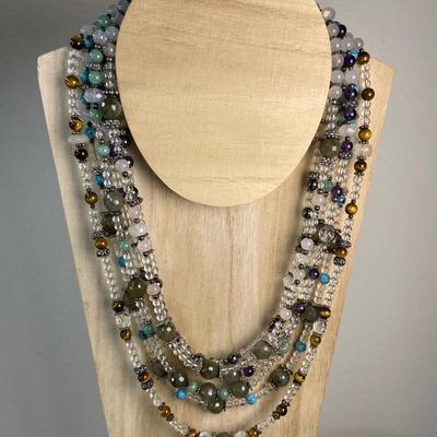 6 Strand Gemstone beaded Necklace