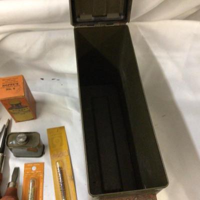 Two Ammo Boxes, Bullets, Cleaning Kit