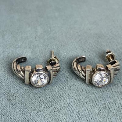 Sterling Silver and CZ half hoops