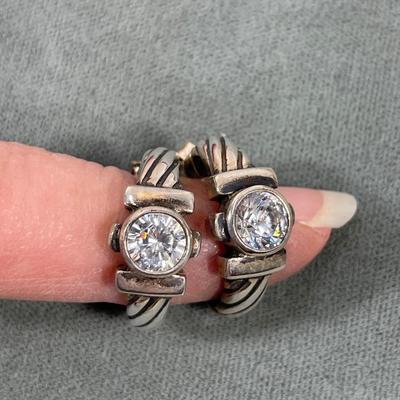 Sterling Silver and CZ half hoops