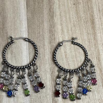Sterling Hoops with Austrian Crystals
