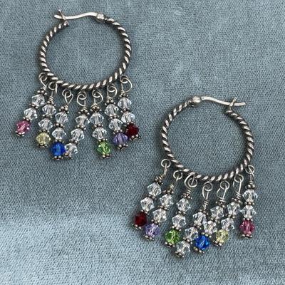 Sterling Hoops with Austrian Crystals