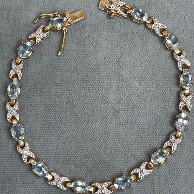 Gold over Sterling silver Blue Topaz bracelet