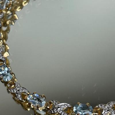Gold over Sterling silver Blue Topaz bracelet