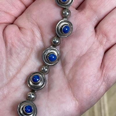 Blue stone Sterling silver link Bracelet