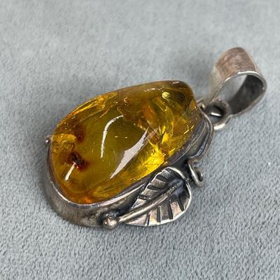 Beautiful Amber Sterling Silver Pendant