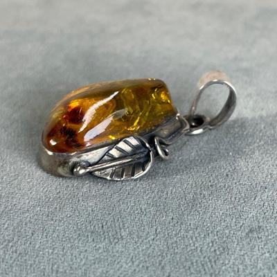 Beautiful Amber Sterling Silver Pendant