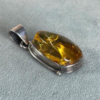 Beautiful Amber Sterling Silver Pendant