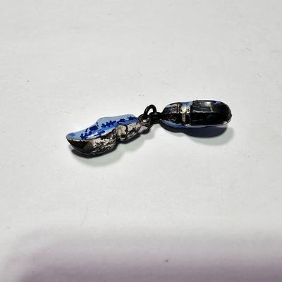 Sterling silver earrings and a pair of Vintage 835 Sterling Silver Delft Holland Blue Windmill Enamel Pendant