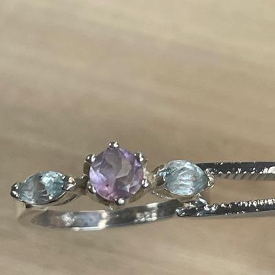 Sterling silver blue topaz amethyst Ring 6
